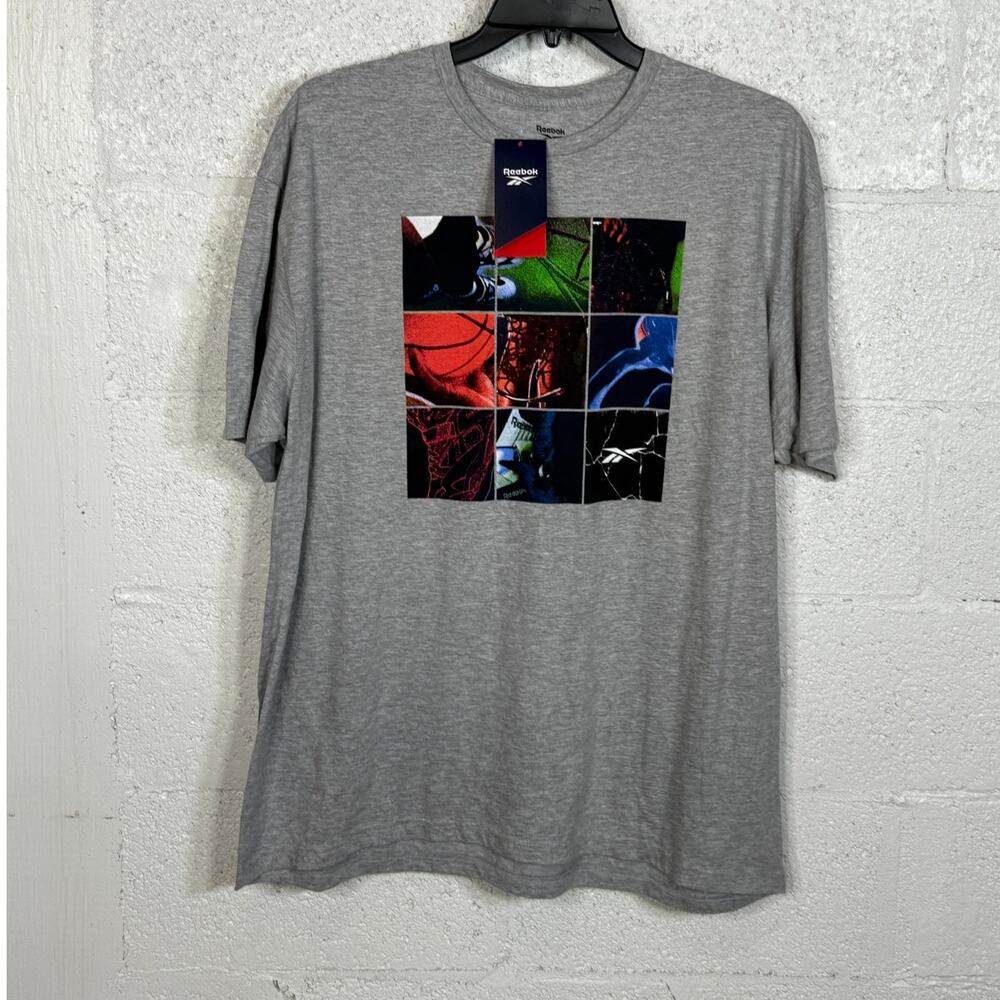 Reebok Men's Above the Rim Basketball Collage Graphic T-Shirt - Grey Heather XL